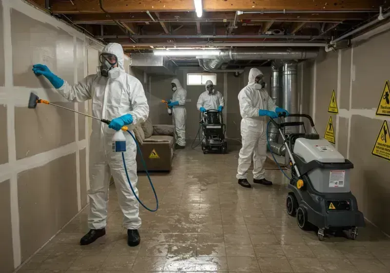 Basement Moisture Removal and Structural Drying process in Woodbury, CT